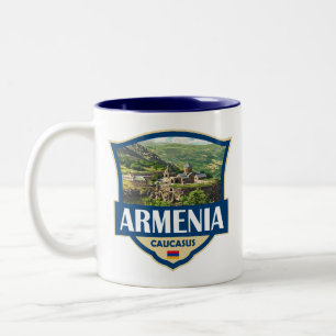 Tasse 2 Couleurs Armenie Illustration Rétro Badge