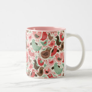 Tasse 2 Couleurs arrière - plan avec les oiseaux mignons