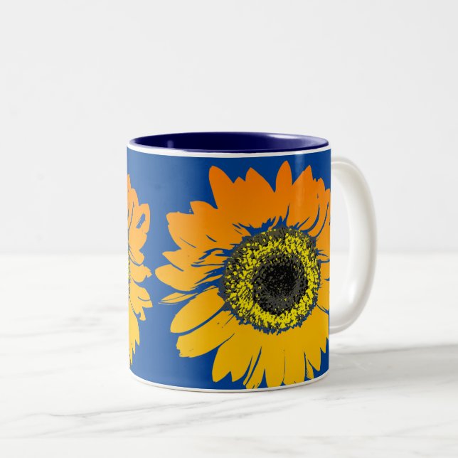Tasse 2 Couleurs Arrière - plan bleu tournesol (Devant droit)