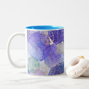 Tasse 2 Couleurs Art abstrait moderne bleu et violet