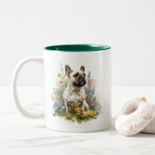 Tasse 2 Couleurs Art aquarelle Bouledogue Français fauve
