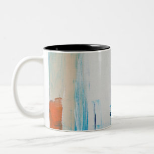 Tasse 2 Couleurs Art Moderne Bleu et Orange Abstrait
