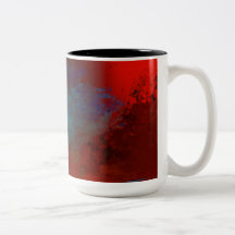 Art numérique abstrait grunge rouge, aqua et or