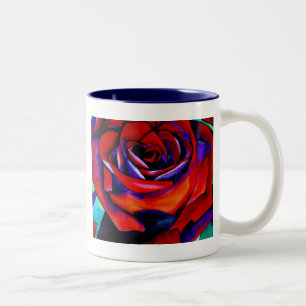 Tasse 2 Couleurs Art original rose de la passion rouge