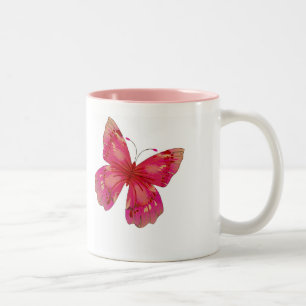 Tasse 2 Couleurs Art rose Vintage joli papillon