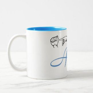 Tasse 2 Couleurs ASL American Sign Language Doigt épelé Avril Deux