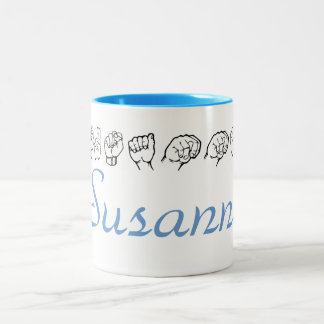 Tasse 2 Couleurs ASL American Sign Language Susanne épelée à doigt