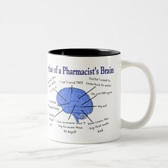 Tasse 2 Couleurs Atlas d'un pharmacien Cerveau-Hilare (Droit)