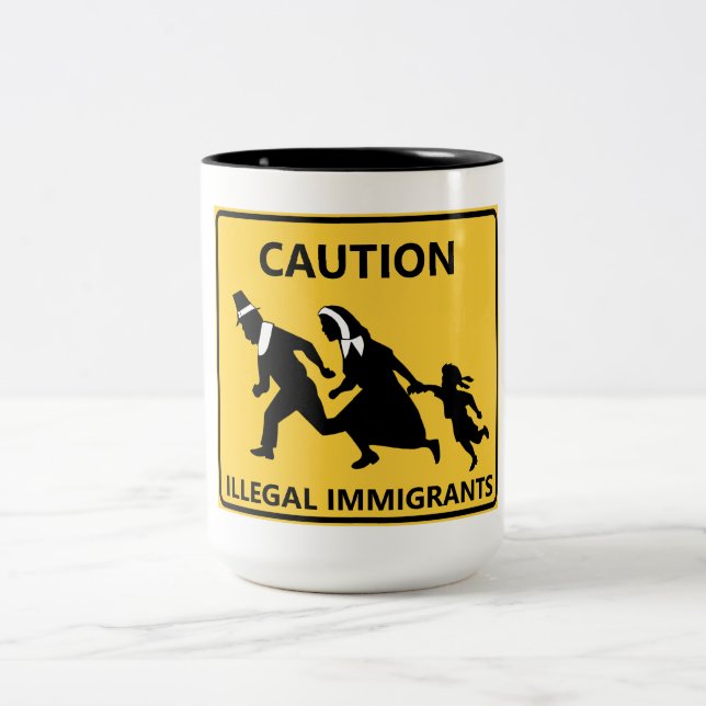 Tasse 2 Couleurs Attention : Immigrants illégaux (Centre)