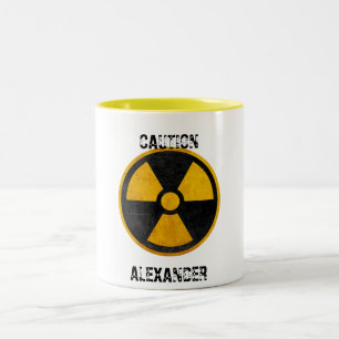 Tasse 2 Couleurs Attention personnalisée Réacteur nucléaire Jaun