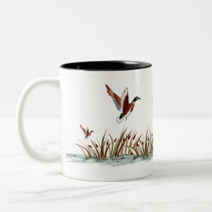 Tasse 2 Couleurs Atterrissage du canard de Mallard près des cavali