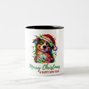 Tasse 2 Couleurs Australian Shepherd Christmas chien fées lumières
