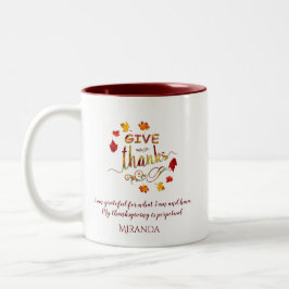 Tasse 2 Couleurs Automne Aquarelle Les Feuilles Remercient Monogram