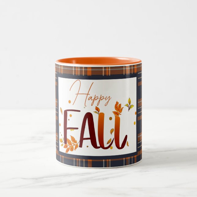 Tasse 2 Couleurs automne/automne/feuille/plaid (Centre)