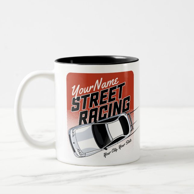 Tasse 2 Couleurs Automobile de course de rue personnalisée (Gauche)