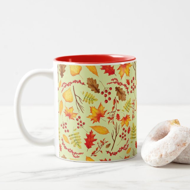 Tasse 2 Couleurs Autumn cas automne l'Leaves, feuilles (Avec donut)