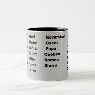 Tasse 2 Couleurs Aviation phonétique d'alphabet