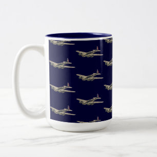 Tasse 2 Couleurs Avions vintages 2 des USA de 2ÈME GUERRE MONDIALE