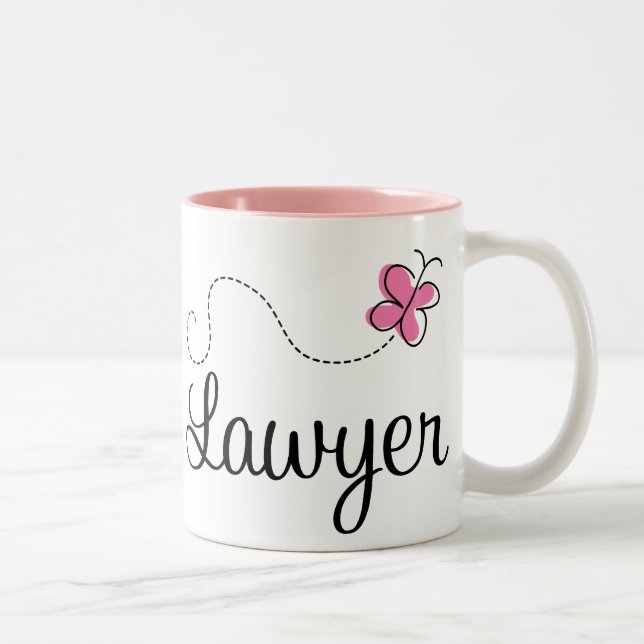Tasse 2 Couleurs Avocat rose mignon de papillon (Droit)