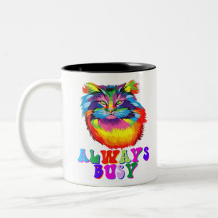 Tasse 2 Couleurs Awesome Always Busy Kitty Cool Colors Cat Lovers E