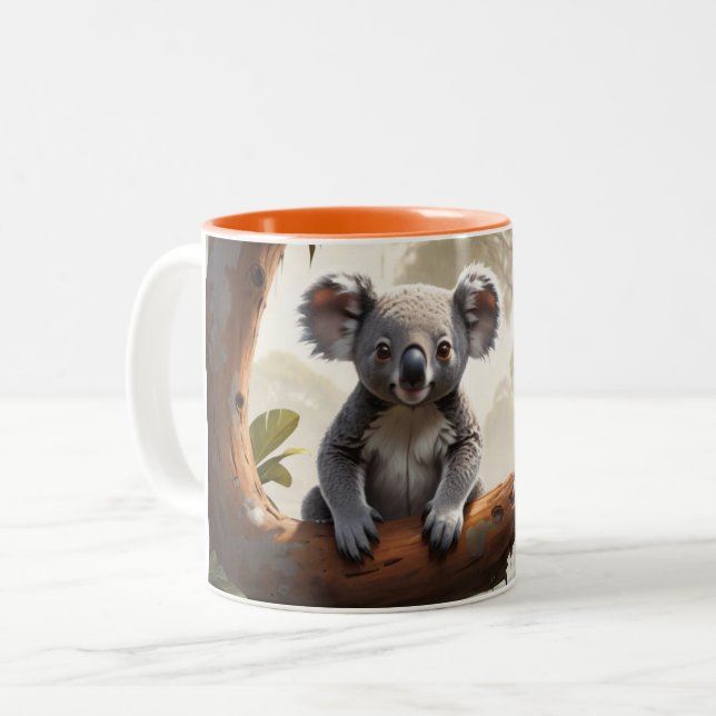 Tasse 2 Couleurs Baby Koala par un étang (Devant gauche)
