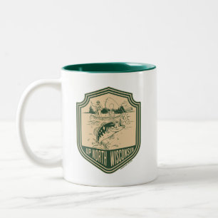 Tasse 2 Couleurs Badge de pêche dans le nord du Wisconsin