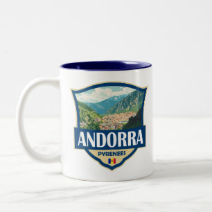 Tasse 2 Couleurs Badge rétro illustrant Andorre