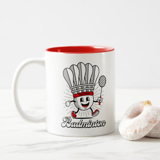Tasse 2 Couleurs Badminton Mascot Classic (Avec donut)