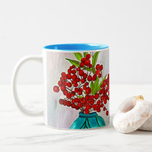 Tasse 2 Couleurs Baies d'eau Red Christmas Berries