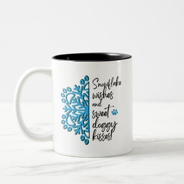 Tasse 2 Couleurs Baisers à neige de chien Paw (Gauche)