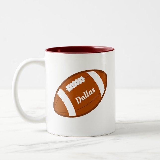 Tasse 2 Couleurs Bal de football américain personnalisé (Gauche)