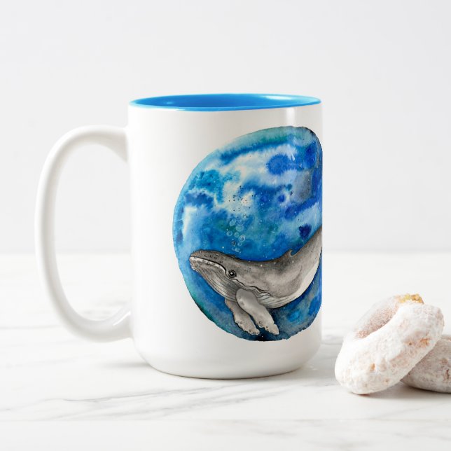 Tasse 2 Couleurs Baleine bleue (Avec donut)