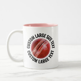 Tasse 2 Couleurs Balle de cricket & Grand texte ROSE 325g Personnal