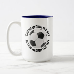 Tasse 2 Couleurs Balle de Football & Texte Moyen BLEU NAVY 15oz Per