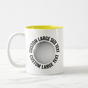 Tasse 2 Couleurs Balle de Golf & Grand Texte JAUNE 325ml Personnali