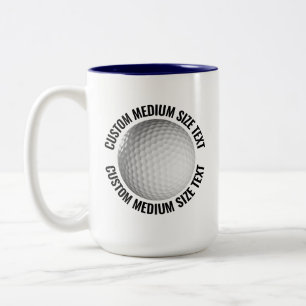Tasse 2 Couleurs Balle de Golf & Texte Moyen BLEU NAVY 15oz Sur mes