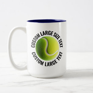 Tasse 2 Couleurs Balle de Tennis & Grand Texte BLEU NAVY 15oz Perso