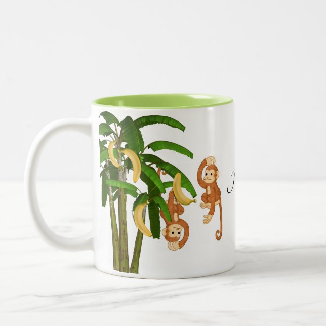 Tasse 2 Couleurs Bananes de singe vert (Gauche)
