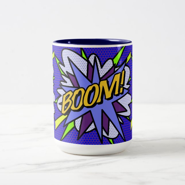 Tasse 2 Couleurs Bande dessinée BOOM Fun Cool Moderne (Centre)