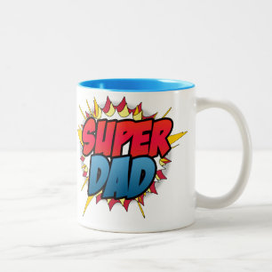 Tasse 2 Couleurs Bande dessinée Inspiré Super Papa