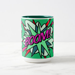 Tasse 2 Couleurs Bande dessinée moderne cool BOOM Amusant