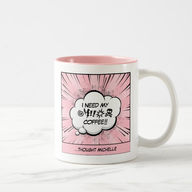 Tasse 2 Couleurs Bande dessinée personnalisée (Droit)