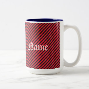 Tasse 2 Couleurs Bandes diagonales minces en rouge noir