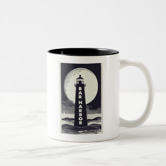 Tasse 2 Couleurs Bar Harbour Maine Lighthouse Moon (Droit)