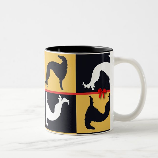 Tasse 2 Couleurs Barzoï en fête ! (Droit)