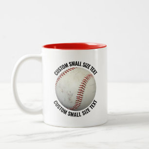 Tasse 2 Couleurs Baseball & Petit Texte ROUGE 325ml Personnalisé