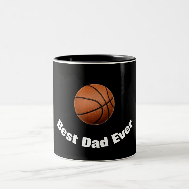 Tasse 2 Couleurs Basket meilleur papa jamais personnalisé (Centre)