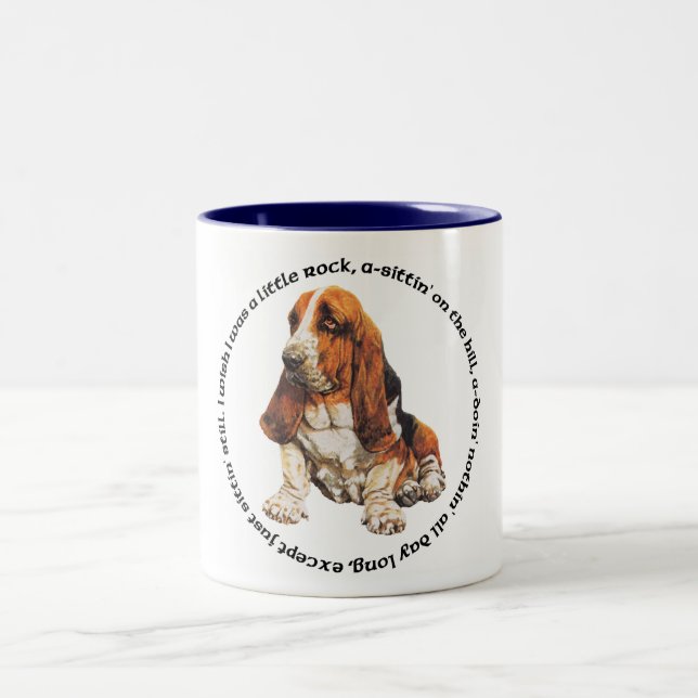 Tasse 2 Couleurs Basset Hound Wishing Ditty (Centre)