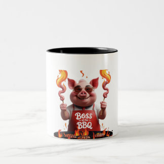Tasse 2 Couleurs BBQ Boss - Pig Papa Grilling Drôle