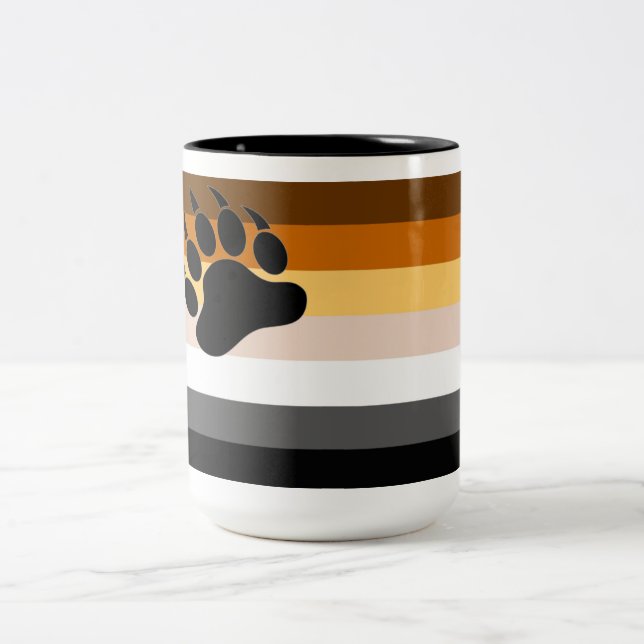 Tasse 2 Couleurs Bear Pride couleurs Drapeau noir Paw (Centre)